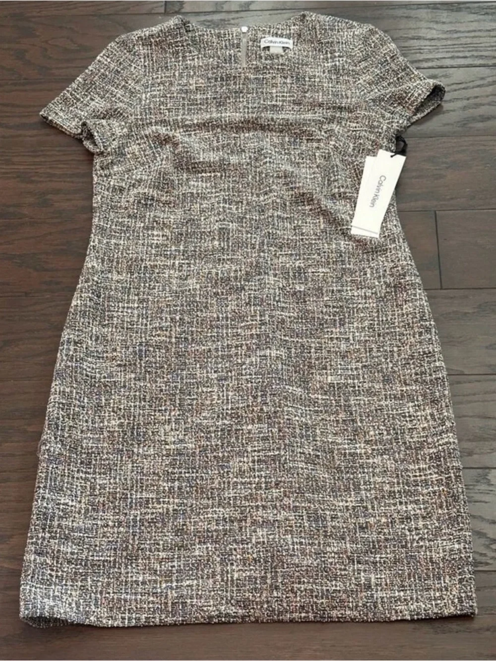 Calvin Klein Tweed Sheath Dress Multicolor Bouclé Careerwear Size 10 NWT